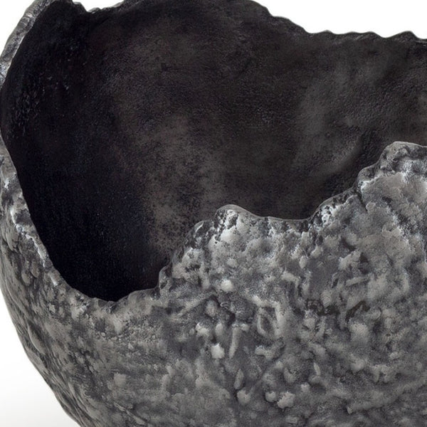 Homeroots Set Of Two Gray & Silver Aluminum Decorative Bowls - Modern Sculptural Home Accents For Chic Decor  Aluminum 574055