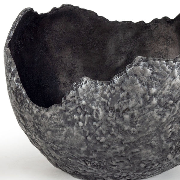 Homeroots Set Of Two Gray & Silver Aluminum Decorative Bowls - Modern Sculptural Home Accents For Chic Decor  Aluminum 574055