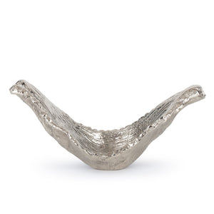 HomeRoots 11" Silver Aluminum Sculptural Bowl - Organic Design with Textured Finish for Modern Decor Elegance 574056
