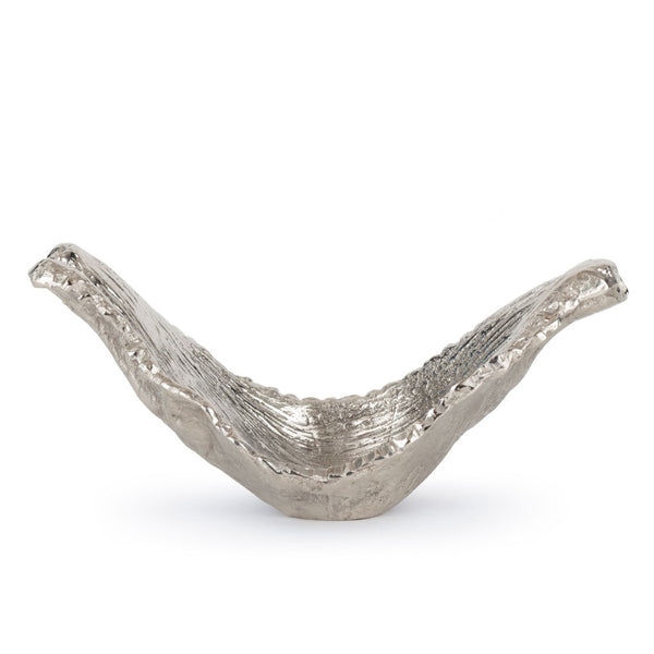 HomeRoots 11" Silver Aluminum Sculptural Bowl - Organic Design with Textured Finish for Modern Decor Elegance 574056