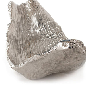 HomeRoots 11" Silver Aluminum Sculptural Bowl - Organic Design with Textured Finish for Modern Decor Elegance 574056