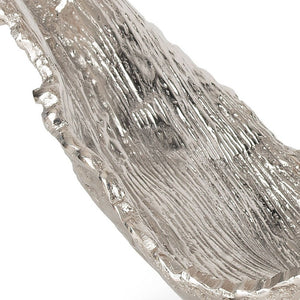 HomeRoots 11" Silver Aluminum Sculptural Bowl - Organic Design with Textured Finish for Modern Decor Elegance 574056