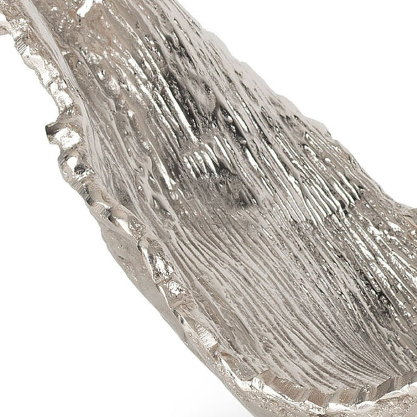 HomeRoots 11" Silver Aluminum Sculptural Bowl - Organic Design with Textured Finish for Modern Decor Elegance 574056