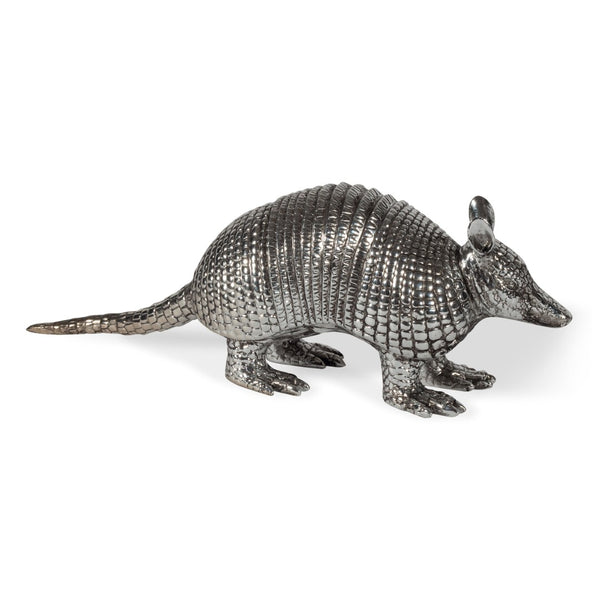 HomeRoots 18" Silver Resin Armadillo Figurine - Whimsical Wildlife Accent for Modern Home Decor & Gifts 574057