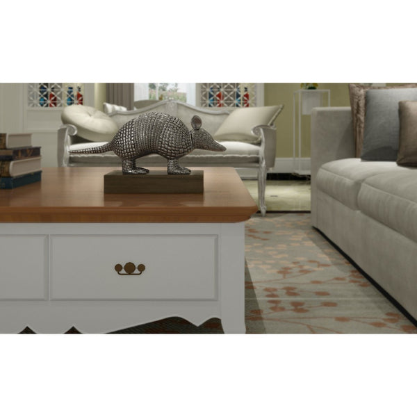 HomeRoots 18" Silver Resin Armadillo Figurine - Whimsical Wildlife Accent for Modern Home Decor & Gifts 574057