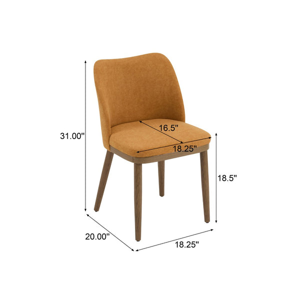 English Elm Dining Chair Set of 2 Mid-century Walnut Wood Frame Upholstered Seat and Back Ginger N771P237036R