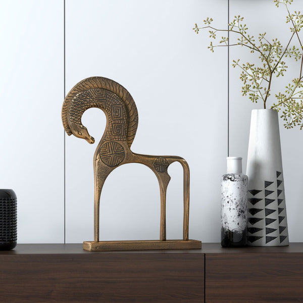 HomeRoots 21" Gold Aluminum Tabletop Sculpture - Chic Modern Accent for Home & Office Decor, Gift-Ready! 574062