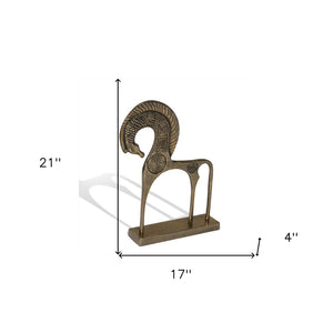 HomeRoots 21" Gold Aluminum Tabletop Sculpture - Chic Modern Accent for Home & Office Decor, Gift-Ready! 574062