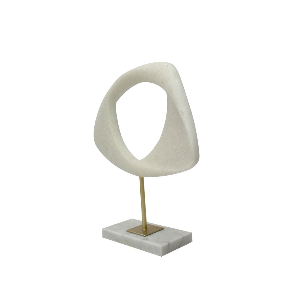 HomeRoots 13" White and Gold Marble Tabletop Sculpture - Elegant Home Accent for Modern Decor & Gifting 574065