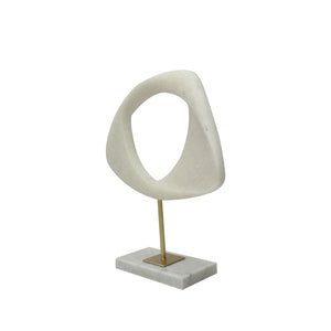 HomeRoots 13" White and Gold Marble Tabletop Sculpture - Elegant Home Accent for Modern Decor & Gifting 574065