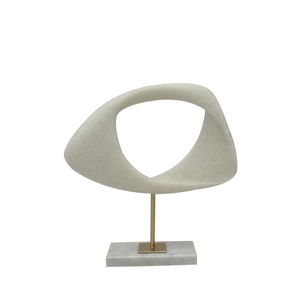 HomeRoots 13" White and Gold Marble Tabletop Sculpture - Elegant Home Accent for Modern Decor & Gifting 574065