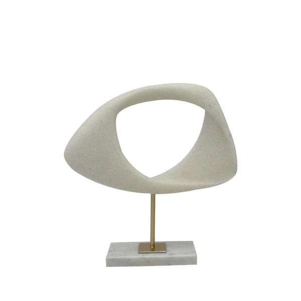 HomeRoots 13" White and Gold Marble Tabletop Sculpture - Elegant Home Accent for Modern Decor & Gifting 574065