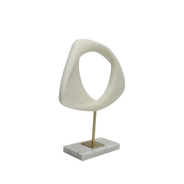 HomeRoots 13" White and Gold Marble Tabletop Sculpture - Elegant Home Accent for Modern Decor & Gifting 574065