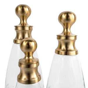 HomeRoots Set of Three Gold Glass Bottle Sculptures - Elegant Tabletop Decor for Modern Glam Home Accents 574067