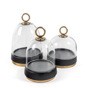 HomeRoots Set of Three Elegant Black and Gold Glass Decorative Bowls for Modern Home Décor Accents 574068
