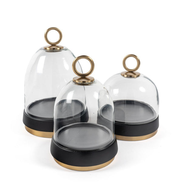HomeRoots Set of Three Elegant Black and Gold Glass Decorative Bowls for Modern Home Décor Accents 574068