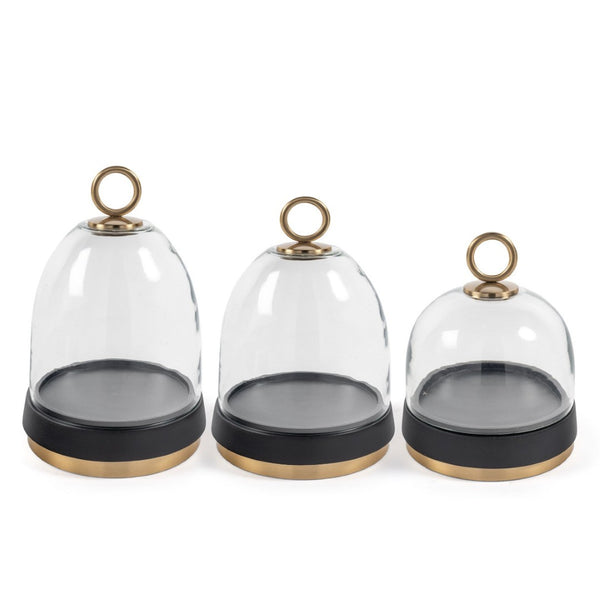 HomeRoots Set of Three Elegant Black and Gold Glass Decorative Bowls for Modern Home Décor Accents 574068