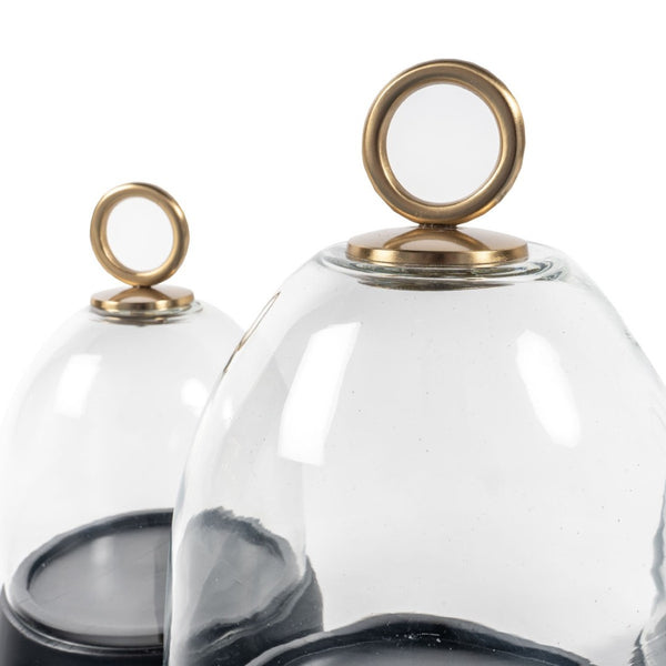 HomeRoots Set of Three Elegant Black and Gold Glass Decorative Bowls for Modern Home Décor Accents 574068