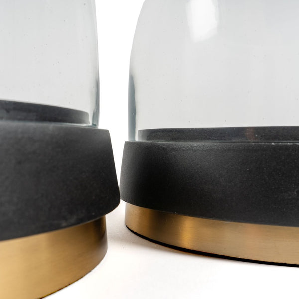 HomeRoots Set of Three Elegant Black and Gold Glass Decorative Bowls for Modern Home Décor Accents 574068