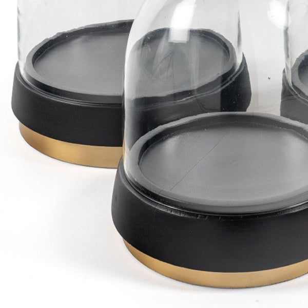 HomeRoots Set of Three Elegant Black and Gold Glass Decorative Bowls for Modern Home Décor Accents 574068