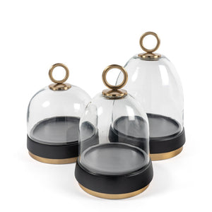 HomeRoots Set of Three Elegant Black and Gold Glass Decorative Bowls for Modern Home Décor Accents 574068