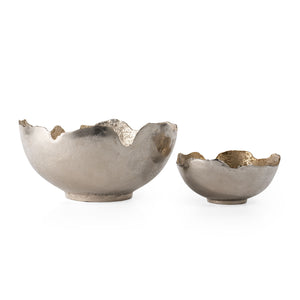 Homeroots Set Of Two Gold And Silver Aluminum Decorative Bowls - Modern Sculptural Design For Stylish Décor  Aluminum 574070