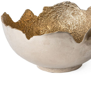 Homeroots Set Of Two Gold And Silver Aluminum Decorative Bowls - Modern Sculptural Design For Stylish Décor  Aluminum 574070