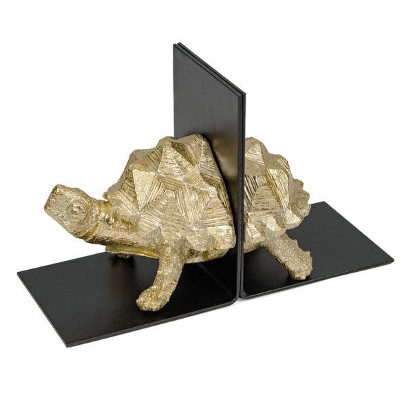 HomeRoots Set of Two Black and Gold Resin Bookends - Modern Decorative Sculptures for Stylish Organization 574073