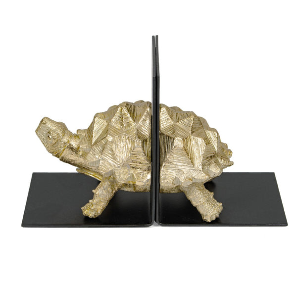 HomeRoots Set of Two Black and Gold Resin Bookends - Modern Decorative Sculptures for Stylish Organization 574073