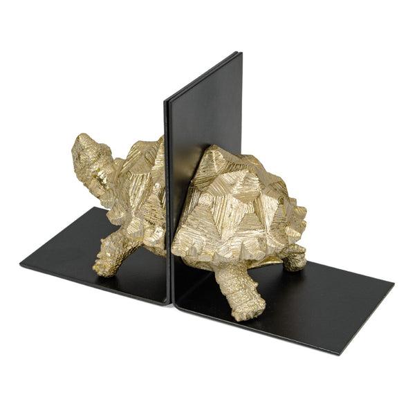 HomeRoots Set of Two Black and Gold Resin Bookends - Modern Decorative Sculptures for Stylish Organization 574073