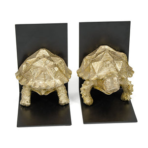 HomeRoots Set of Two Black and Gold Resin Bookends - Modern Decorative Sculptures for Stylish Organization 574073
