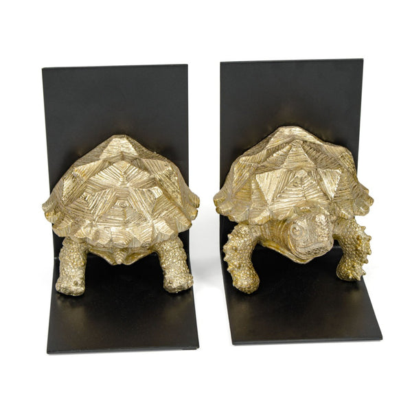 HomeRoots Set of Two Black and Gold Resin Bookends - Modern Decorative Sculptures for Stylish Organization 574073