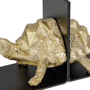 HomeRoots Set of Two Black and Gold Resin Bookends - Modern Decorative Sculptures for Stylish Organization 574073