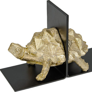 HomeRoots Set of Two Black and Gold Resin Bookends - Modern Decorative Sculptures for Stylish Organization 574073