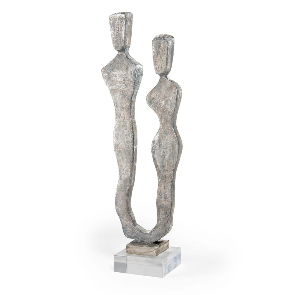 HomeRoots 24" Gray Resin Tabletop Sculpture - Modern Elegance for Stylish Decor in Living Rooms & Offices 574075