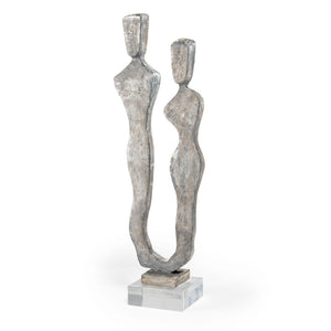 HomeRoots 24" Gray Resin Tabletop Sculpture - Modern Elegance for Stylish Decor in Living Rooms & Offices 574075