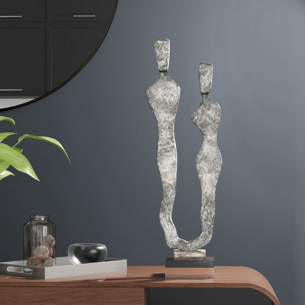HomeRoots 24" Gray Resin Tabletop Sculpture - Modern Elegance for Stylish Decor in Living Rooms & Offices 574075