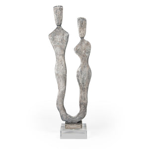 HomeRoots 24" Gray Resin Tabletop Sculpture - Modern Elegance for Stylish Decor in Living Rooms & Offices 574075