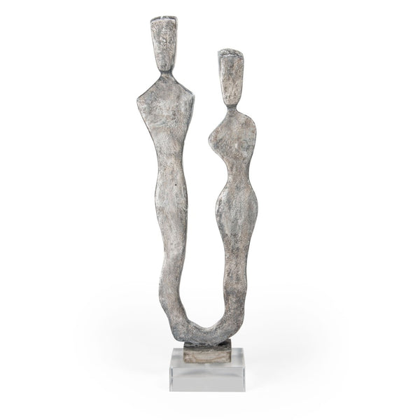 HomeRoots 24" Gray Resin Tabletop Sculpture - Modern Elegance for Stylish Decor in Living Rooms & Offices 574075