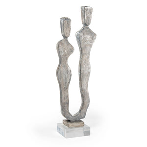 HomeRoots 24" Gray Resin Tabletop Sculpture - Modern Elegance for Stylish Decor in Living Rooms & Offices 574075