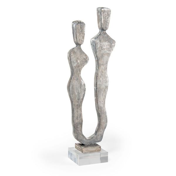 HomeRoots 24" Gray Resin Tabletop Sculpture - Modern Elegance for Stylish Decor in Living Rooms & Offices 574075