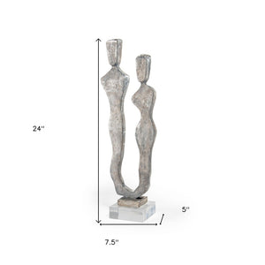 HomeRoots 24" Gray Resin Tabletop Sculpture - Modern Elegance for Stylish Decor in Living Rooms & Offices 574075
