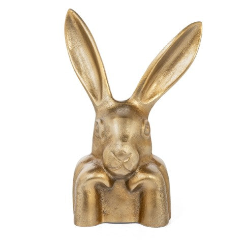 Homeroots 10" Gold Aluminum Rabbit Tabletop Sculpture - Stylish Woodland Decor For Modern Home Aesthetics  Aluminum 574085