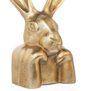Homeroots 10" Gold Aluminum Rabbit Tabletop Sculpture - Stylish Woodland Decor For Modern Home Aesthetics  Aluminum 574085