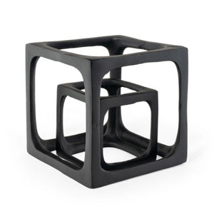 Homeroots Set Of Two Black Aluminum Cube Sculptures - Modern Decorative Tabletop Art For Stylish Spaces  Aluminum 574089
