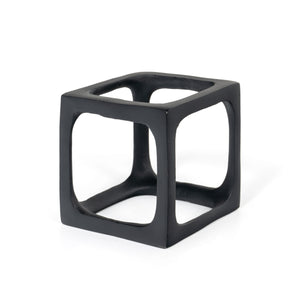 Homeroots Set Of Two Black Aluminum Cube Sculptures - Modern Decorative Tabletop Art For Stylish Spaces  Aluminum 574089