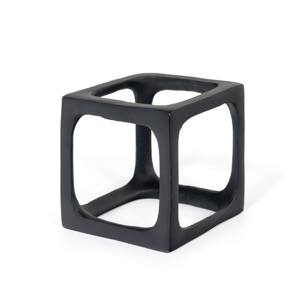 Homeroots Set Of Two Black Aluminum Cube Sculptures - Modern Decorative Tabletop Art For Stylish Spaces  Aluminum 574089