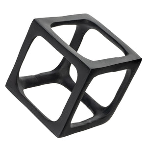 Homeroots Set Of Two Black Aluminum Cube Sculptures - Modern Decorative Tabletop Art For Stylish Spaces  Aluminum 574089