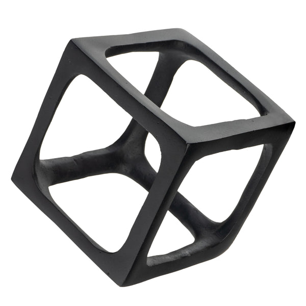 Homeroots Set Of Two Black Aluminum Cube Sculptures - Modern Decorative Tabletop Art For Stylish Spaces  Aluminum 574089