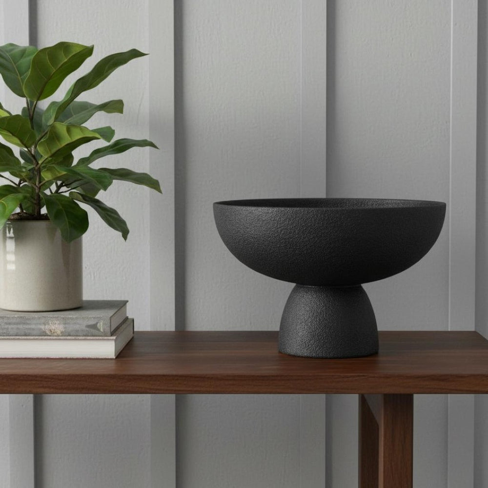 HomeRoots 8" Black Aluminum Decorative Bowl - Modern Centerpiece for Home Décor, Versatile Accent for Any Space 574095